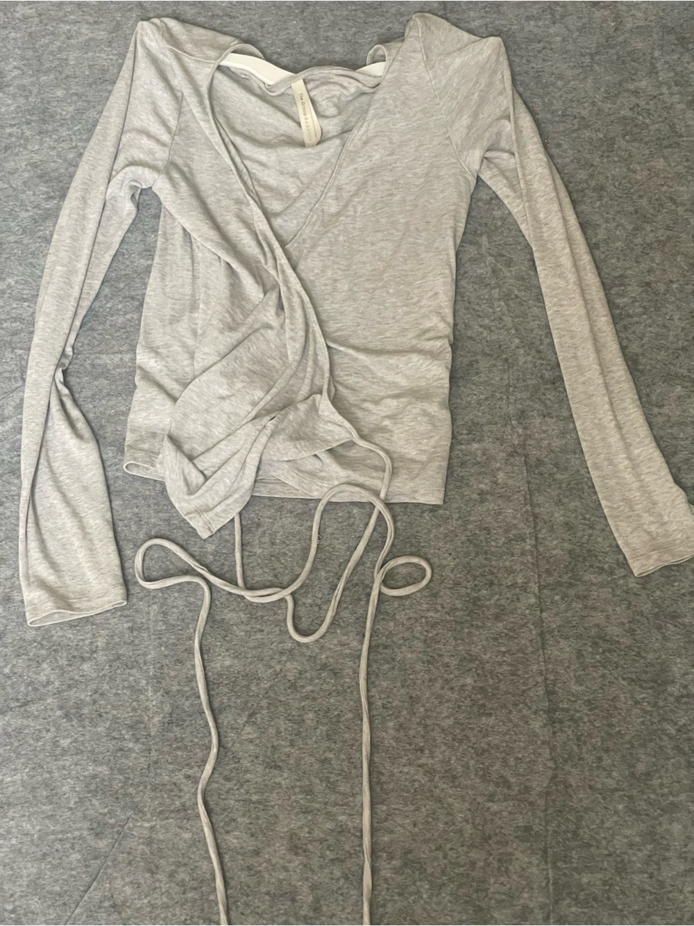 The Group BABATON(Aritzia) Light Gray Long-Sleeve Ballet wrap sweater
